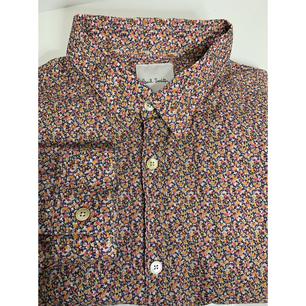 Paul Smith Long Sleeve Button Up Dress Shirt Men's 17 Floral All Over Print